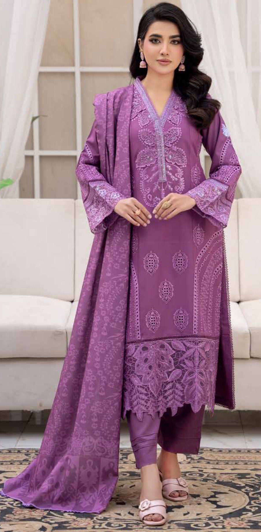 Elegant Plum Purple 3-Piece Suit , sadaf 2 D1