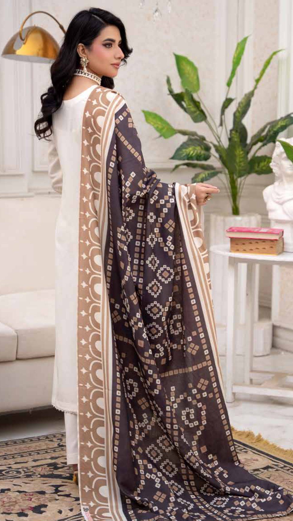 Elegant Ivory Embroidered 3-Piece Suit , Sadaf 2 D2 - Image 3